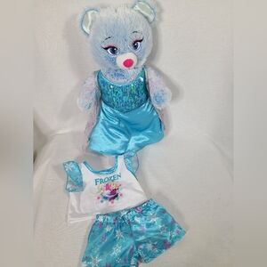 Build A Bear Princess Sparkle Blue Bear Plush Disney Frozen Elsa Dress and PJs